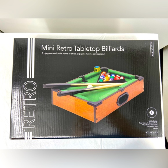 Mini Retro Tabletop Pool table, Mini Billiards Table - Picture 1 of 2